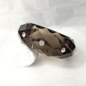 Chunky Statement Bangle Bracelet Grey with Crystals NWT